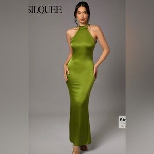 SHEIN Green Halter Neck Sheath Maxi Dress